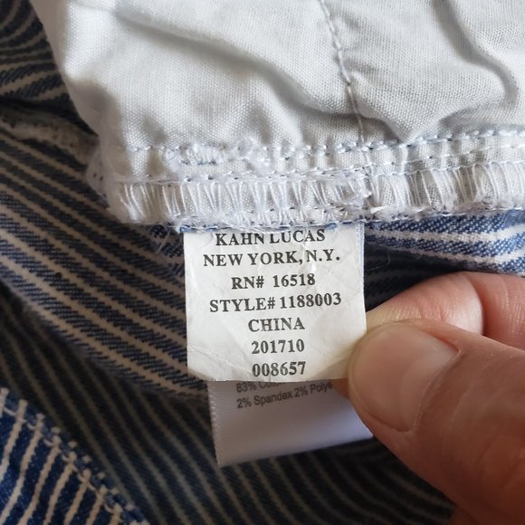 NOWADAYS Skinny Mid Rise Stretch Pinstripe Blue/White Girls Pants Size 14 - Picture 14 of 16